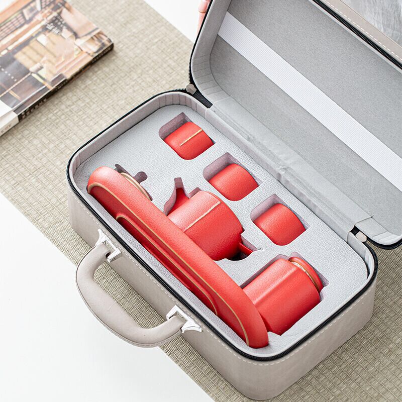 Bộ ấm trà Kung Fu cao cấp ấm pha trà gia dụng cốc trà đơn giản gốm sứ bộ trà cưới trọn bộ hộp quà văn phòng