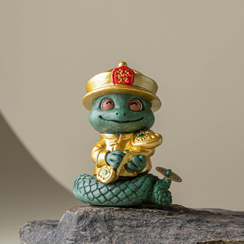 Đồ trang trí nhỏ sáng tạo rắn ruyi sa thạch xanh để bàn phòng khách đồ trang trí trà thú cưng chơi trà đồ thủ công thời thượng Trung Quốc