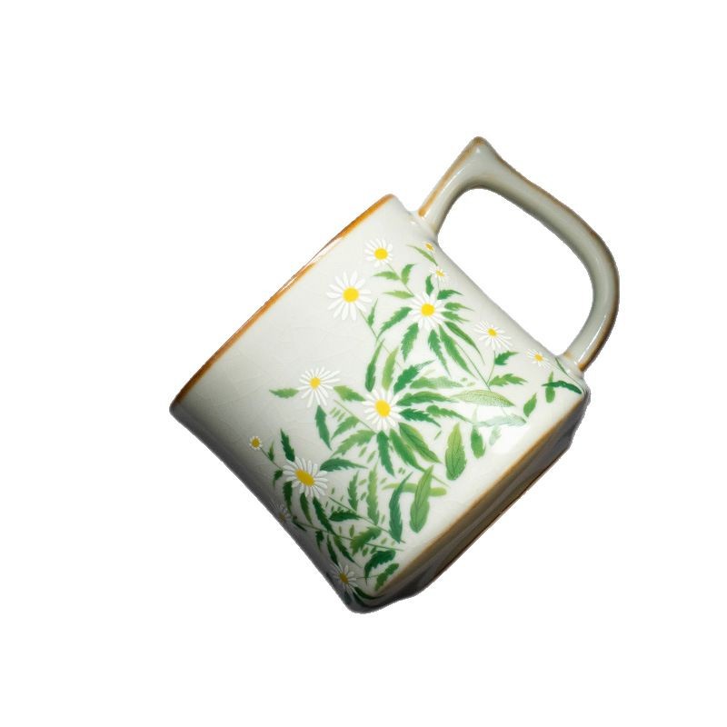 Cốc pha trà gốm hoa cúc nhỏ Ru Kiln cốc uống trà dung tích lớn cốc chuyên dụng cá nhân văn phòng gia dụng