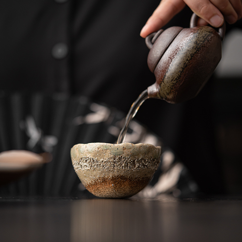 Cốc chủ nhân gốm thô cốc trà thủ công cổ điển Nhật Bản cốc trà gốm sứ cốc đơn Bộ trà Kung Fu gia dụng cốc trà