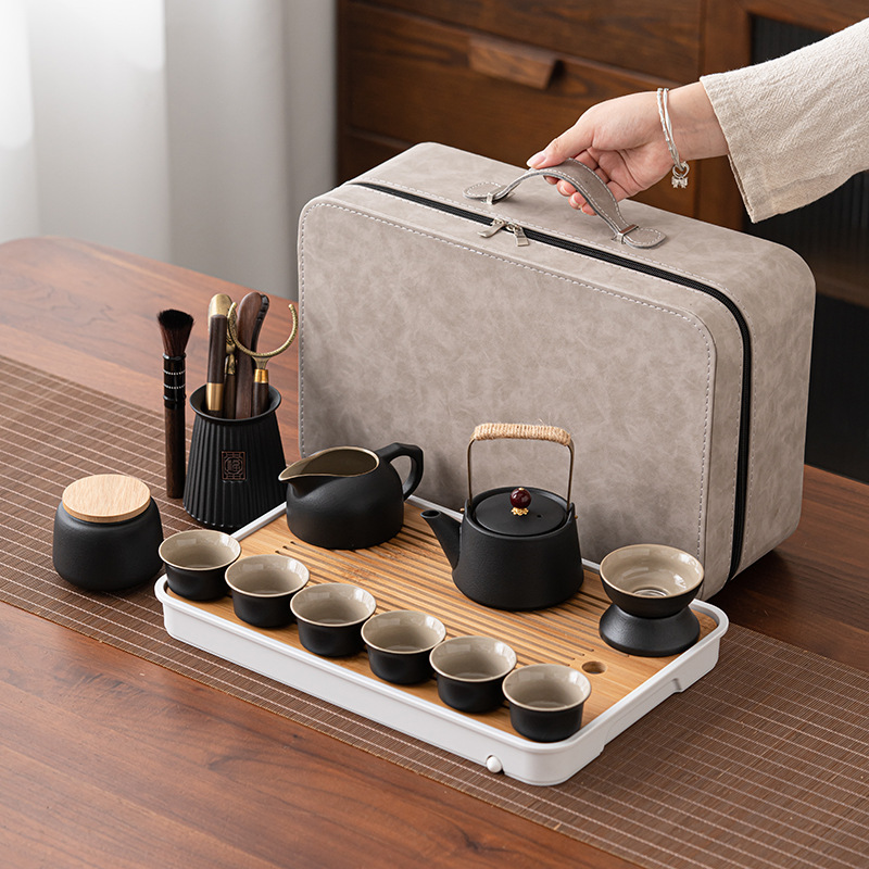 Bộ trà du lịch xách tay kiểu Nhật bộ nhỏ tách trà gốm sứ ngoài trời ấm trà đơn giản gia dụng bán buôn quà tặng