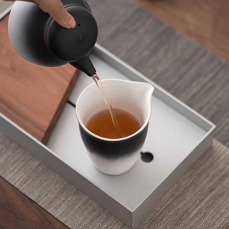 Cốc công tắc Shanhai View Gradient Cốc công cộng chạm nổi thủ công bằng gốm thô Cốc trà biển Kung Fu Bộ trà chia tách tách trà cốc đều