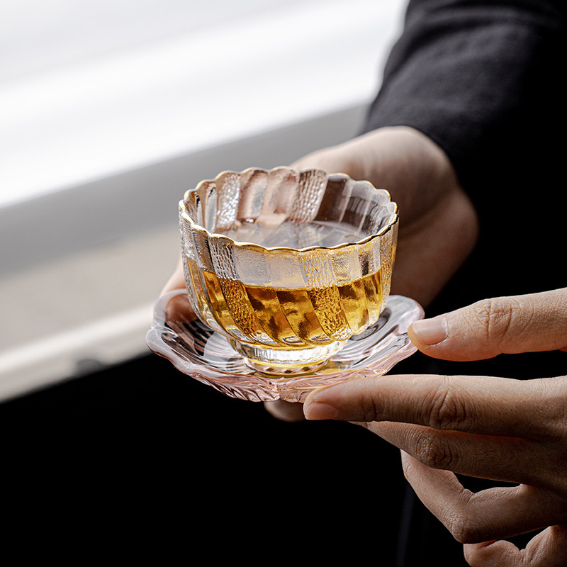 Bộ trà Kung Fu cốc chủ nhân cỡ lớn cốc trà cốc trong suốt dày đơn giản gia dụng cốc trà cốc nhỏ thủy tinh chịu nhiệt