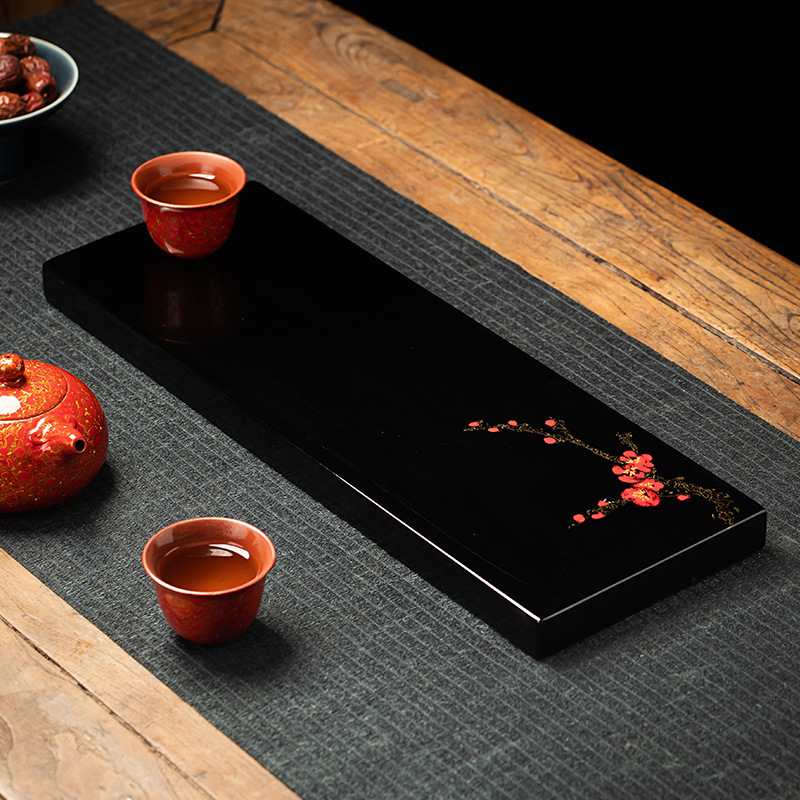 Đồ sơn mài tự nhiên phong cách Trung Hoa lớn sơn mài khay trà bộ trà khay bàn trà nhà phòng khách phòng trà khay trang trí