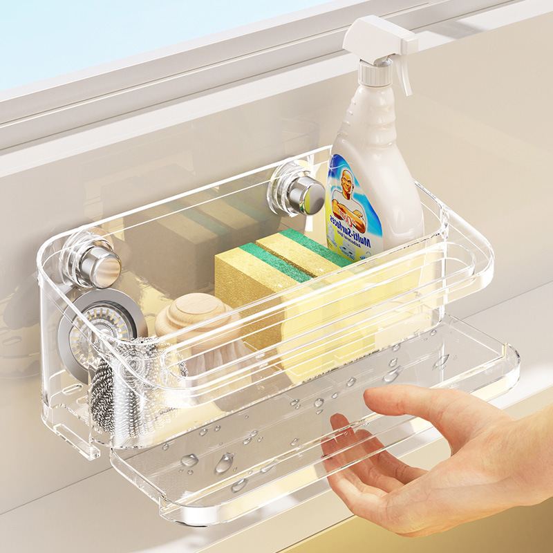 Kệ nhà bếp, kệ giẻ, kệ thoát nước đa năng, giỏ treo bồn rửa không đục lỗ treo tường, các dụng cụ lưu trữ khác nhau