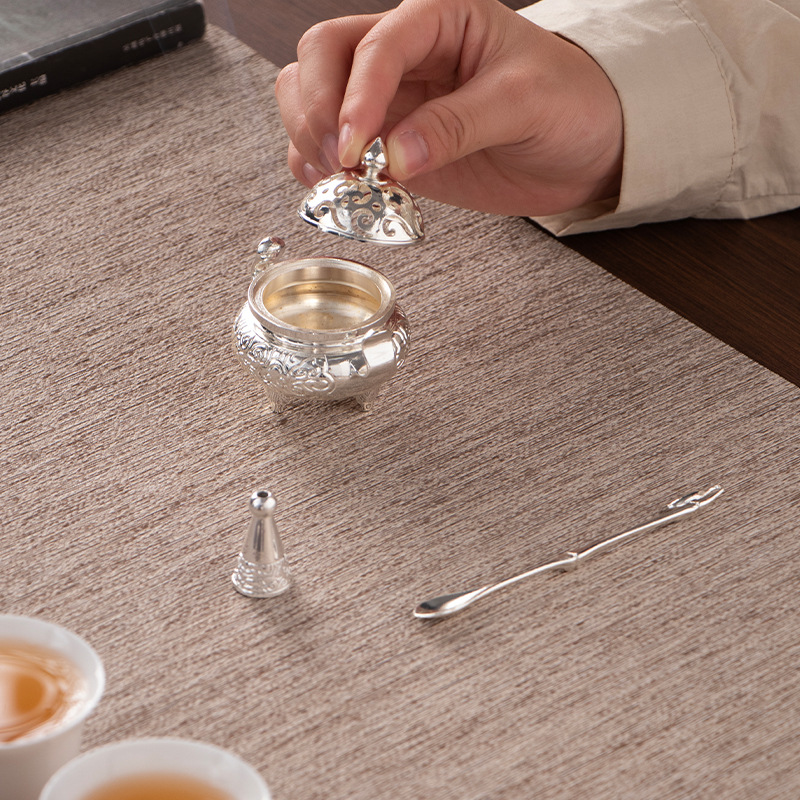 Bếp xông khói nhỏ tinh tế, bếp xông hương trong nhà gia dụng, bếp xông hương, đồ trang trí thiền trà đạo, bếp xông hương gỗ đàn hương ba chân