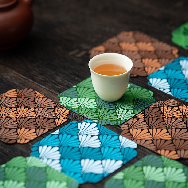 Bán buôn đế lót ly chống nước thổ cẩm phong cách Nhật Bản Phụ Kiện Bộ trà Kungfu Đế đựng ly trà bàn pha khô đế trà gia dụng đế cách nhiệt