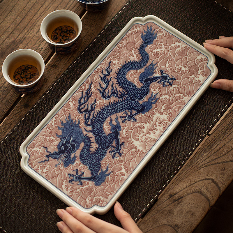 Yan Jiang Tang cũ đất sét gốm men nước biển đỏ mở miếng móng ngựa nắp bát trà cốc trà gia dụng bộ đồ trà