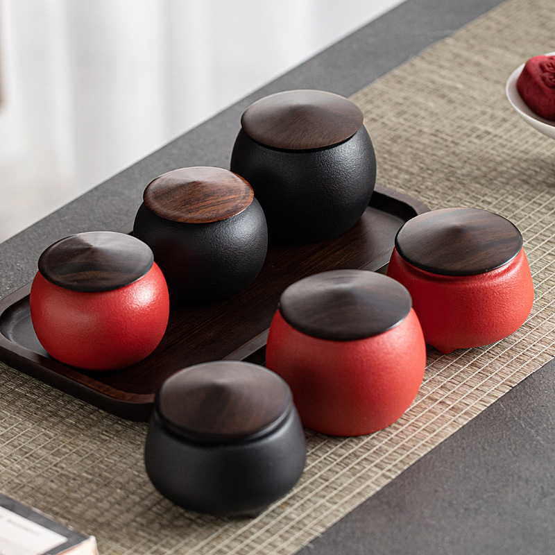 Bình đựng trà cầm tay Bình đựng đồ cỡ nhỏ gốm sứ gia dụng Bình đựng đồ mini du lịch sáng tạo bình kín chống ẩm