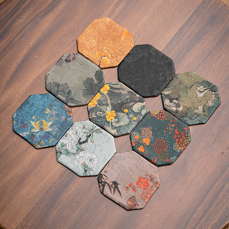 Tấm lót cốc trà dệt gấm kiểu Trung Quốc tấm lót cốc đựng trà bằng vải nghệ thuật tấm lót Trà Bàn trà Kung Fu cách nhiệt phụ kiện trà đạo