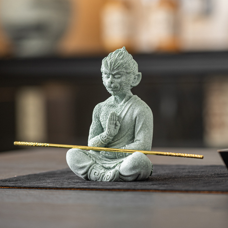 Tôn Ngộ Không Zhengguo Thiền không sợ hãi Trang trí, Phật chiến thắng, Máy tính để bàn tại nhà Trà sáng tạo Trang trí thú cưng Cảnh quan thủ công.