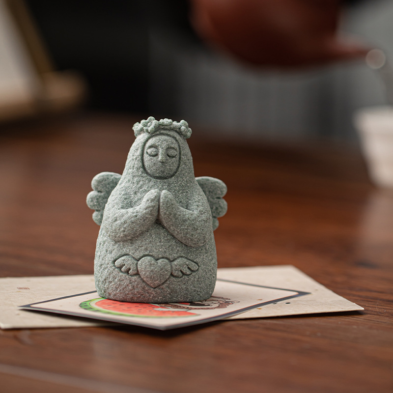 Đồ trang trí thú cưng trà nhà sáng tạo nữ thần Hailiya cát xanh, bàn trà phòng khách, đồ thủ công trang trí chơi trà nhỏ