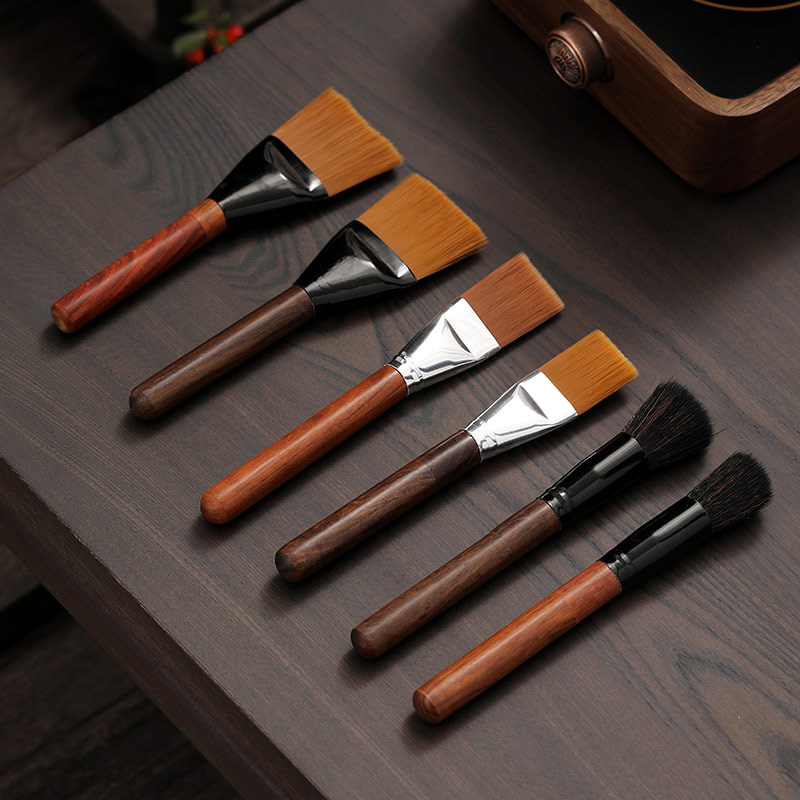 Bàn chải trà Kung Fu bằng gỗ mun gỗ rắn không bị rụng lông, bàn chải trà gỗ cẩm lai, bàn chải trà bờm, bàn chải trà, bàn chải trà đạo