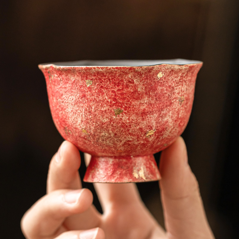 Cốc chủ nhân gốm vẽ tranh mỏ đá cốc nụ hoa rắc vàng chuyên dụng cá nhân cao cấp cốc trà kungfu gia dụng cốc trà cốc đơn