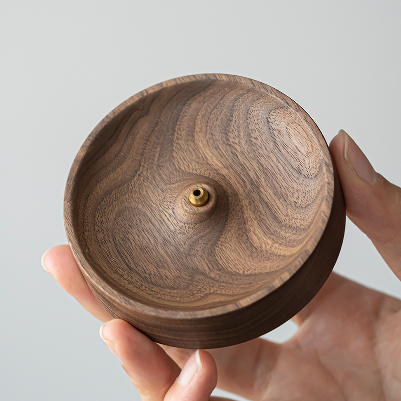 Cắm hương Gỗ Óc Chó Đen Bắc Mỹ cắm hương Thiền kiểu Trung Quốc cơ sở hương Trầm Hương sợi tròn