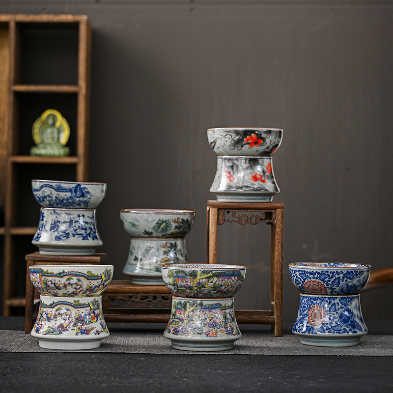 Bộ lọc trà bùn đất sét cũ Bộ lọc trà Bộ lọc trà Lưới pha trà Cốc gốm sứ Bộ lọc trà tích hợp cổ Bộ trà Bán buôn