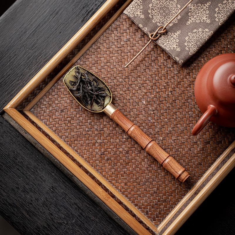 Muỗng cà phê cán dài bằng gỗ mun, muỗng trà Kung Fu, muỗng trà đơn, muỗng trà, phụ kiện trà