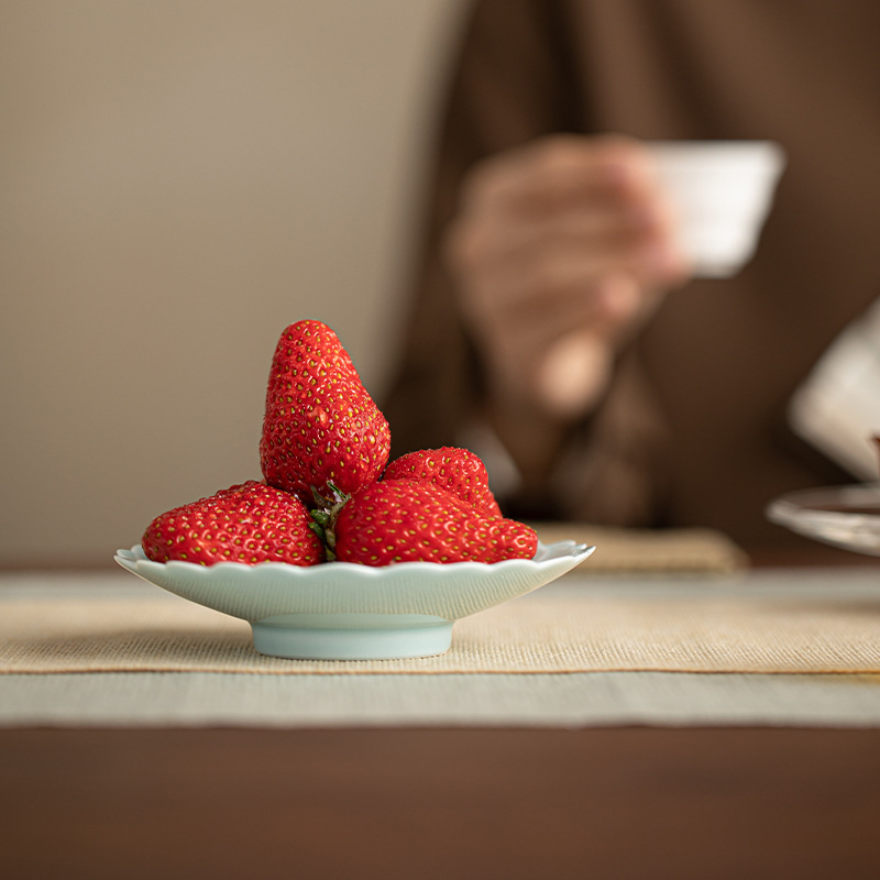 Khay trà Ruilian nhỏ gốm sứ tròn khay đựng trái cây phòng khách bàn cà phê bánh ngọt khay ăn nhẹ trái cây sấy khô khay đựng hạt