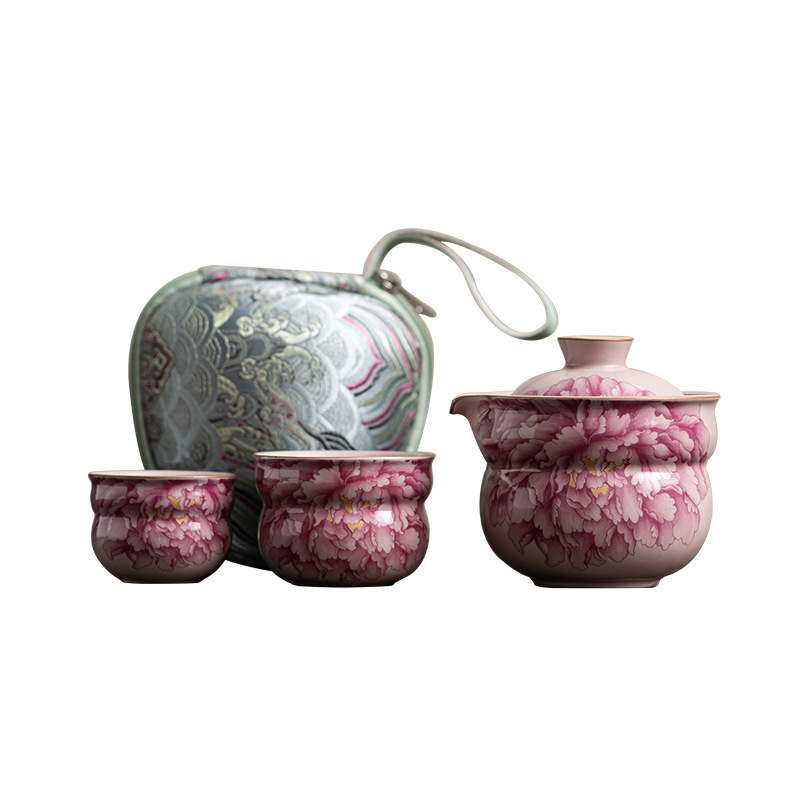 Bộ trà du lịch bầu bí màu quốc gia, bộ trà du lịch, một ấm hai cốc, cắm trại ngoài trời, du lịch, bộ pha trà di động nhanh