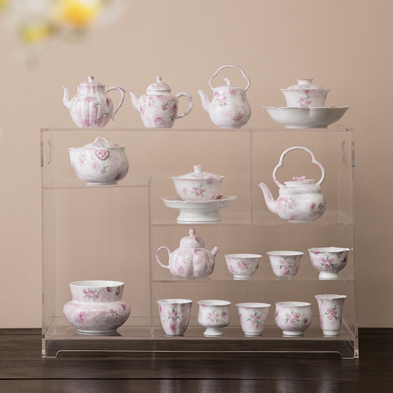 Cốc trà gốm sứ tráng men màu vẽ tay cốc chủ nhân bộ trà kungfu hoa hồng giá trị cao phụ nữ ấm trà đặc biệt có nắp bát