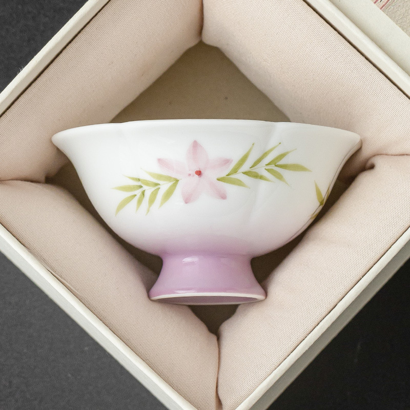 Gradient tím gốm sứ tách trà giấc mơ khóa khuôn mặt cánh hoa cốc chủ sở hữu cổ điển thanh lịch cốc uống một người cốc trà đơn