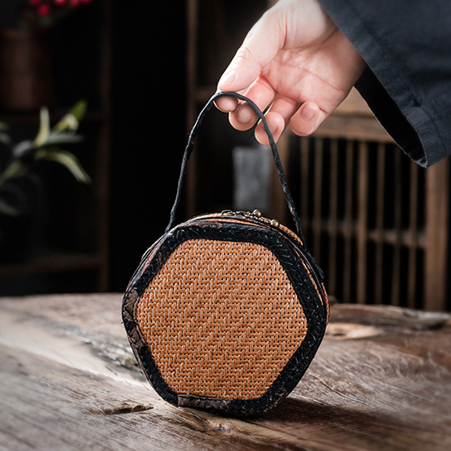 Túi đựng ấm chén trà bán buôn, bộ ấm chén tre, bát có nắp, túi xách dày dặn, túi tote dây rút, túi đựng chén trà nhỏ