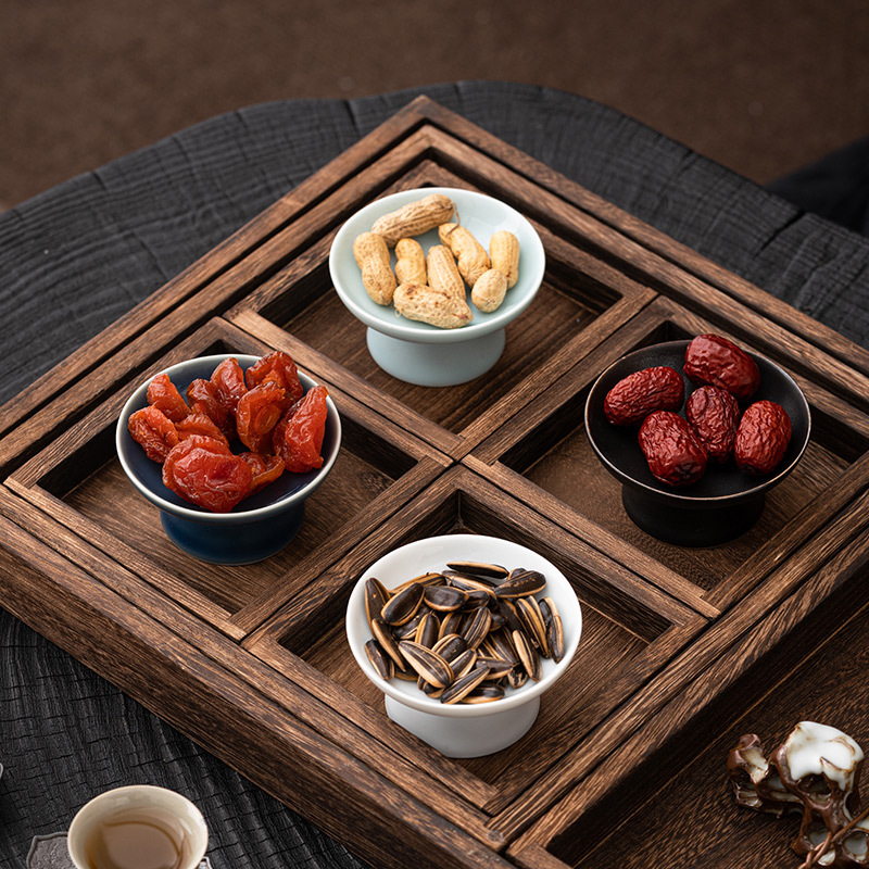 Khay giải khát kiểu Trung Quốc khay trái cây chân cao đĩa nhỏ Thiền bát trái cây sấy khô bát đựng đồ ăn nhẹ Phật kiểu Nhật