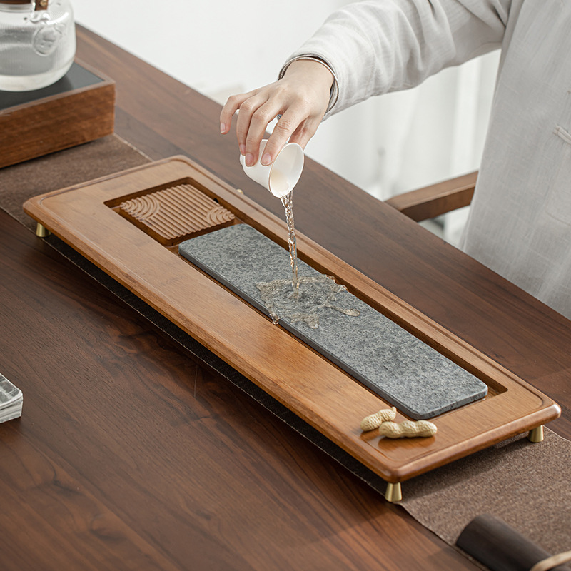 Khay trà Tứ Xuyên Yun Chongzhu Wujinshi đơn giản gia dụng nhỏ lớn thoát nước trữ nước khay pha khô dùng kép bàn trà bàn trà