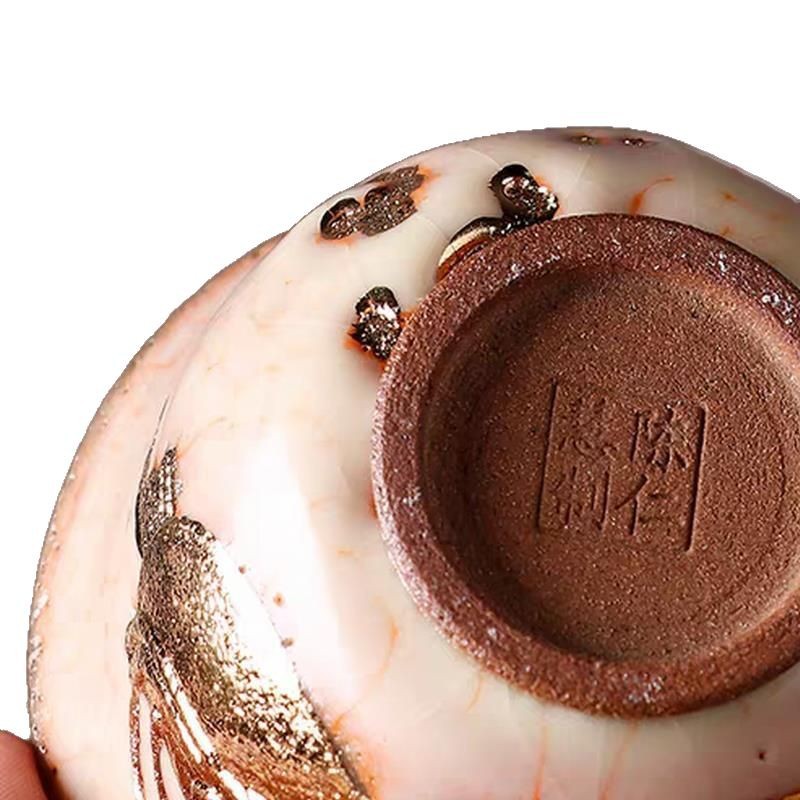 Bát mở nắp mỏ đá Shiyaki, bát pha trà gốm thô Ercai Nhật Bản thủ công Shiano, cá rồng vẽ gia dụng sáng tạo