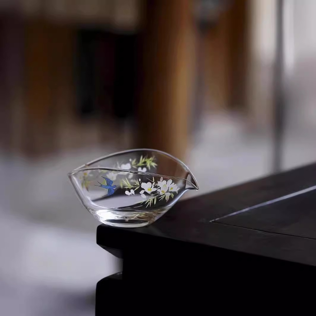 Cốc thủy tinh lưỡi liềm, tách trà, bộ trà đặc biệt trà xanh, bộ lọc, tách trà, bộ lọc, dụng cụ tách trà Kung Fu