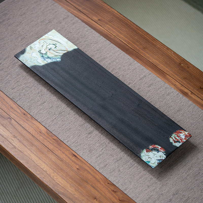 Bàn trà gỗ nhỏ bằng sắt rèn kiểu Nhật, khay trà pha khô bằng gỗ sáp trắng, khay đựng trà bằng gỗ nguyên tấm, Khay đựng ấm