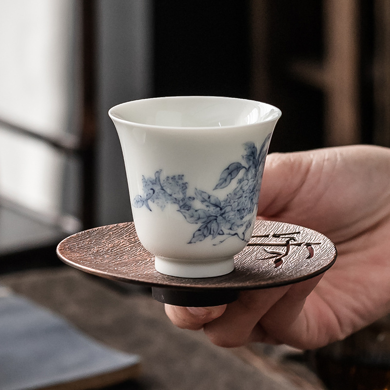 Hoa cam nở men đề can màu trung bình cốc chủ nhân màu xanh và trắng cốc chủ nhân sứ trắng xanh bát trà công phu gốm sứ