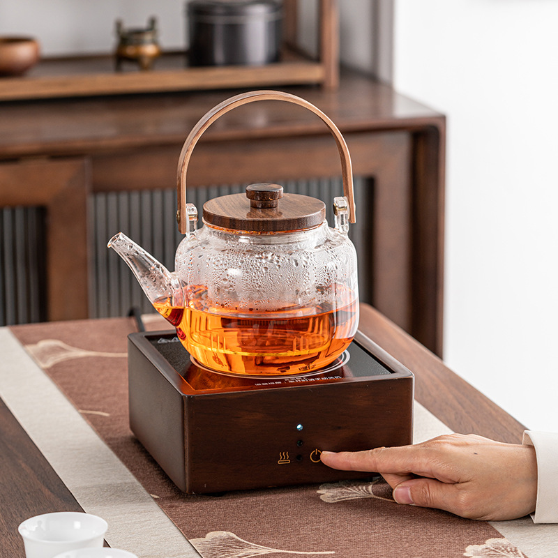 Dụng cụ nấu trà bằng Gốm Gỗ Óc Chó, ấm đun trà đa năng gia dụng, đun nước, pha trà, hấp trà, bếp gốm điện