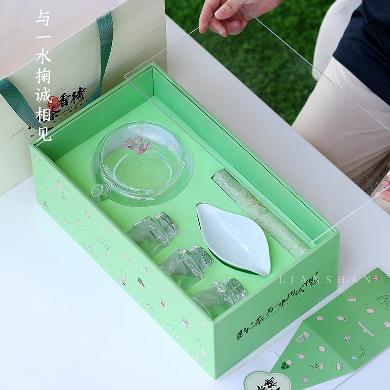 Bộ pha trà Bộ pha trà thủy tinh kiểu Nhật cốc trà Kung Fu gia dụng nhẹ nhàng sang trọng bát nắp cao cấp dụng cụ pha trà văn phòng ấm trà