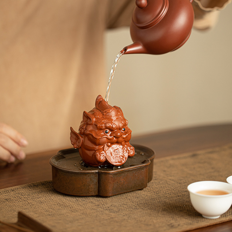 Đồ trang trí thú cưng trà may mắn bằng cát tím Đồ thủ công bằng cát tím Bàn trà chơi trà dễ thương Phụ kiện trà đạo Kung Fu