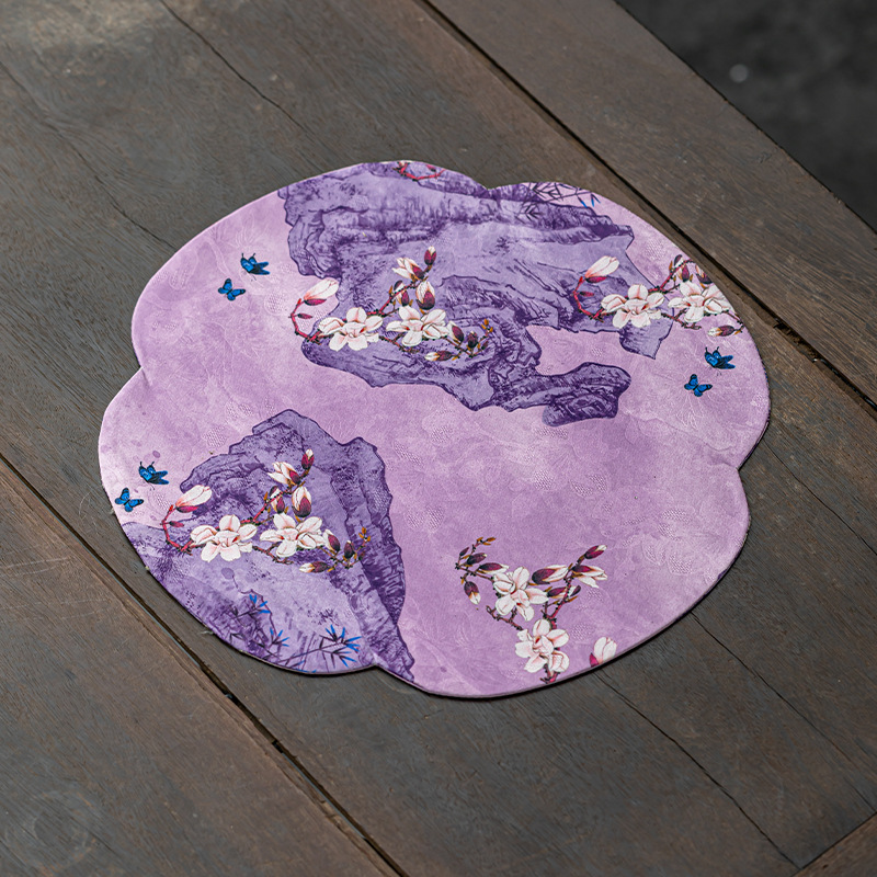 Thảm trải trà pha trà khô hình tròn sợi mây thơm vải trải bàn kiểu cổ điển cách nhiệt hai mặt Zen cao cấp kiểu Trung Quốc mới