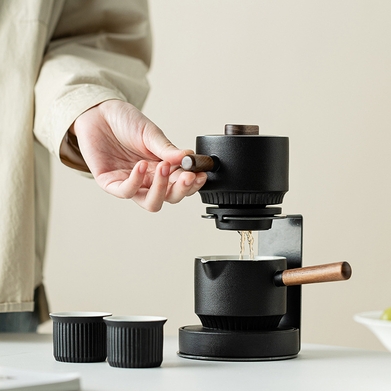 Bộ dụng cụ pha trà tự động Lexiang bộ dụng cụ pha trà lười dụng cụ pha trà ấm pha trà chống bỏng văn phòng gia dụng bộ hộp quà