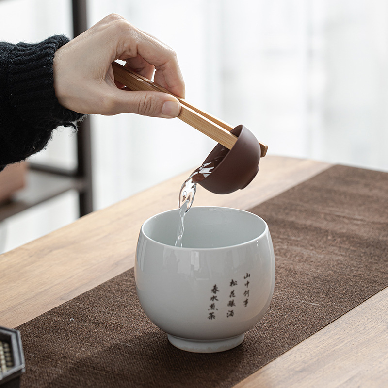 Kẹp trà tre kẹp cốc sợi kẹp tách trà cacbon phụ kiện trà đạo 6 quý ông chất lượng tốt