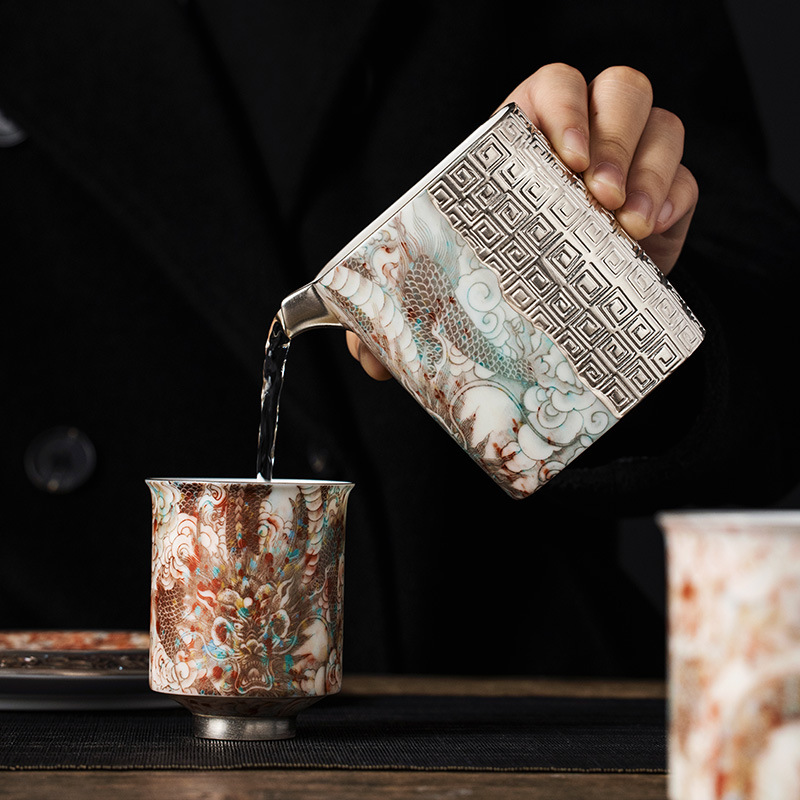 Chén vuông vàng mạ bạc, quà tặng cao cấp cho khách hàng lớn tuổi và bạn bè, quà tặng sinh nhật