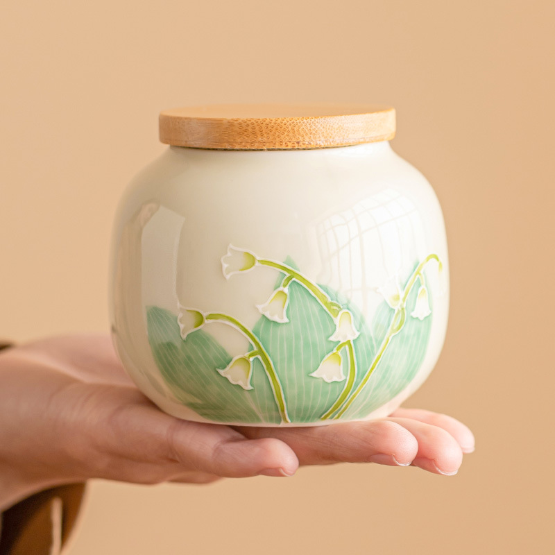 Hoa lan vẽ tay, bình trà ba nhân dân tệ nhỏ, bình trà kín, bình trà đỏ trắng xanh, bình nhỏ cầm tay, bình rỗng