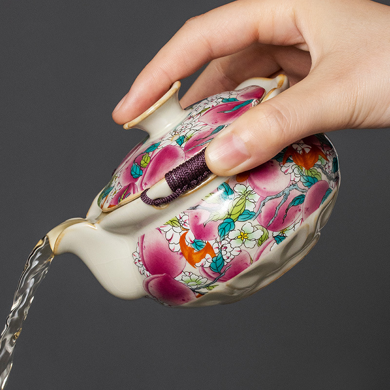 Cao cấp Lò nung vạn đào có nắp ấm trà bộ ấm trà bộ ấm trà cầm tay cao cấp ấm trà có nắp