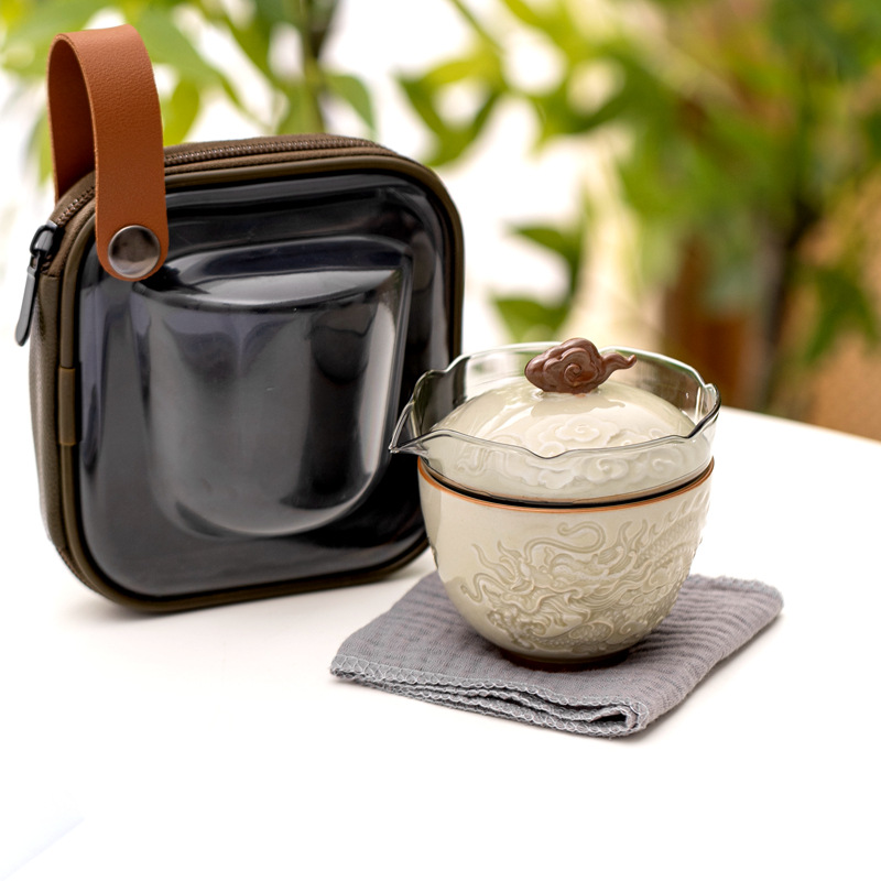 Bộ trà du lịch Xiangyunlong cốc khách nhanh gốm du lịch ngoài trời di động ấm trà đơn bộ nhỏ tách trà