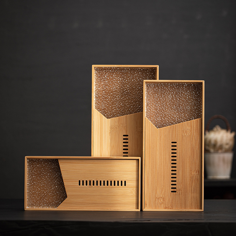 Khay trà pha khô, khay đựng trà Kung Fu gia dụng, Khay trà tre, khay trà hiện đại, đơn giản, khay thoát nước, Biển Trà loại nhỏ