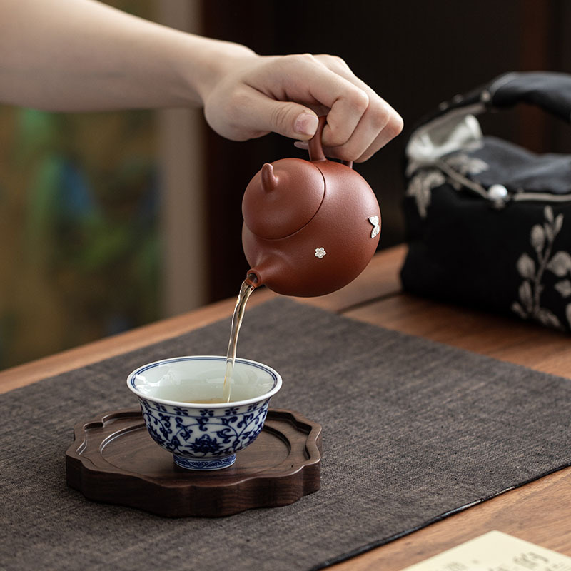 Bộ ấm chén trà Kung Fu bằng bạc tím, du lịch ngoài trời, quà tặng cho người lớn tuổi