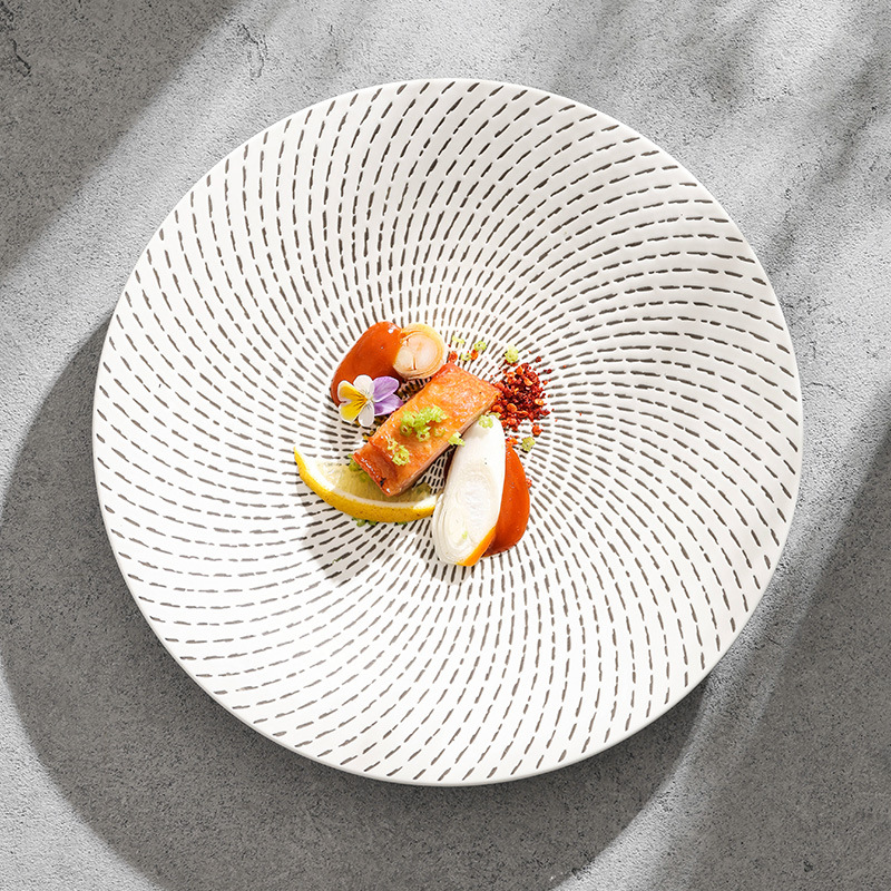 Đĩa mưa sao băng Đĩa món ăn gia dụng Đĩa mì ống gốm trắng cao cấp Đĩa đồ ăn phương Tây Đĩa đồ ăn khách sạn Đĩa hình tròn