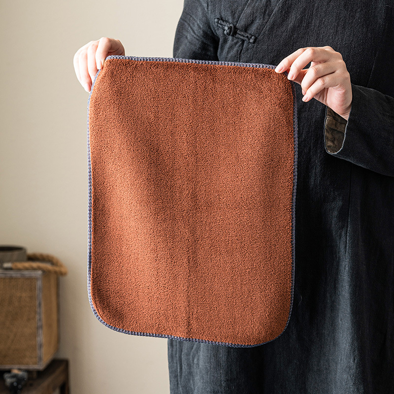 Khăn trà nhung san hô hai mặt thấm nước đệm trà cao cấp bộ trà Kung Fu khăn lau bàn trà Zen khăn lớn nhỏ khăn trà