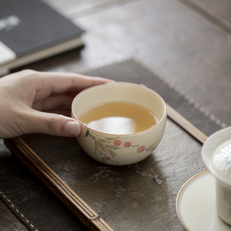 Bộ ấm trà vẽ tay tráng men có nắp ấm trà hộp quà cao cấp dụng cụ trà Kung Fu gia dụng bằng gốm sứ lưu niệm