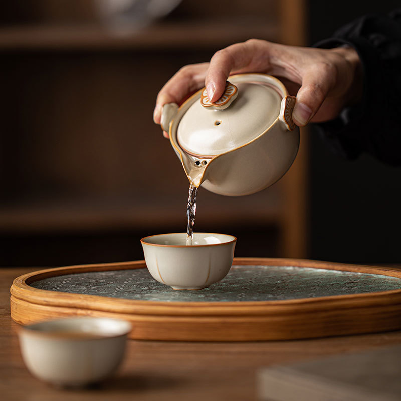 Bộ ấm trà du lịch Ruyao, cốc khách nhanh bằng gốm di động, sự kiện kinh doanh, biểu tượng quà tặng kỷ niệm cửa hàng
