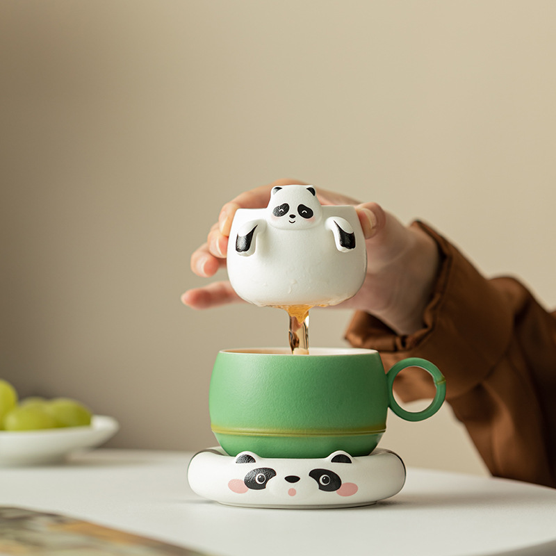 Cốc cà phê trà Popxiong cốc văn phòng gốm sứ dễ thương cốc nước cốc cốc lọc cốc trà có đế lót ly hộp quà tặng