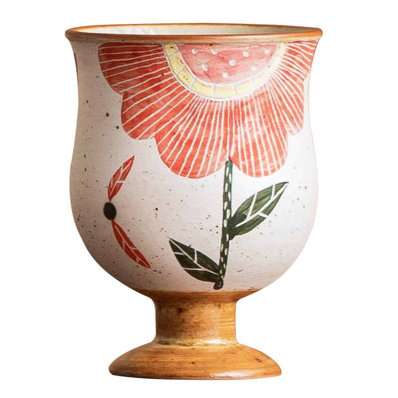 Cốc hoa hướng dương chạm khắc màu hồng, cốc trà gốm sứ, cốc chủ nhân gia đình, cốc trà chuyên dụng cá nhân cao cấp, cốc đơn